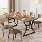 Mesa de Comedor Rectangular Negra y Marrón, Estilo Rústico, Asientos para 6