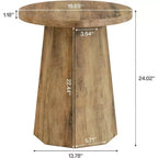 Mesa auxiliar redonda de madera color nogal/marrón con base octagonal