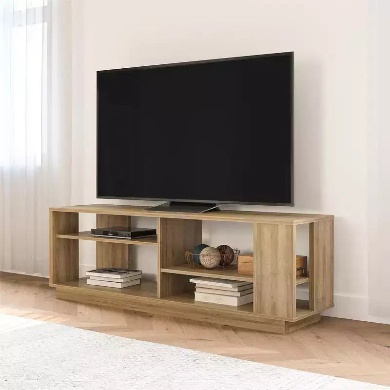 Mueble para TV contemporáneo de hasta 60" – Estantes escalonados, MDF, herrajes ocultos
