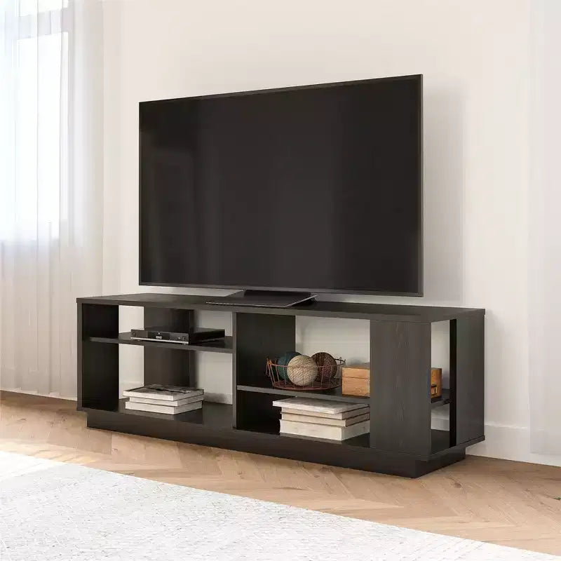 Mueble para TV contemporáneo de hasta 60" – Estantes escalonados, MDF, herrajes ocultos