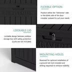 Caja para entrega de paquetes Chic Crate, caja de almacenamiento grande con cerradura, caja para entrega de paquetes de resina de doble pared para exteriores y caja para terraza impermeable para porches y patios