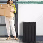 Caja para entrega de paquetes Chic Crate, caja de almacenamiento grande con cerradura, caja para entrega de paquetes de resina de doble pared para exteriores y caja para terraza impermeable para porches y patios