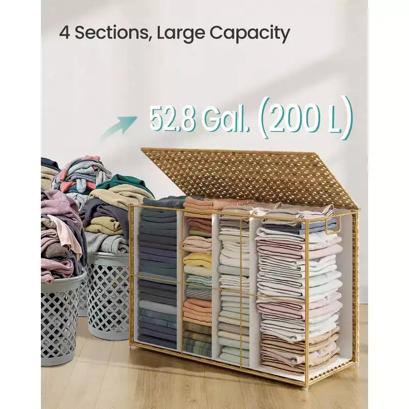 Cesto de lavandería de tela natural con tapa, canasta de ropa transpirable, cubo de almacenamiento plegable para organización del hogar