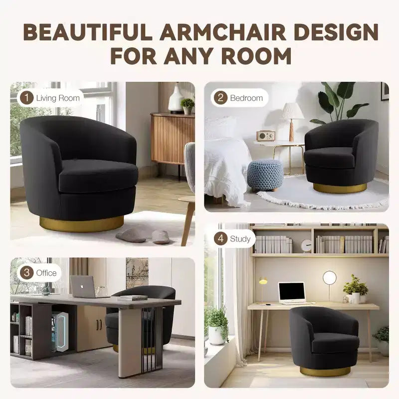 Sillón Acentual Giratorio de Terciopelo 360° – Taburete para Tocador, Salón y Dormitorio