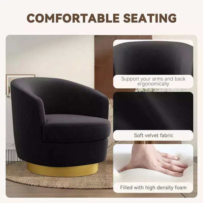 Sillón Acentual Giratorio de Terciopelo 360° – Taburete para Tocador, Salón y Dormitorio