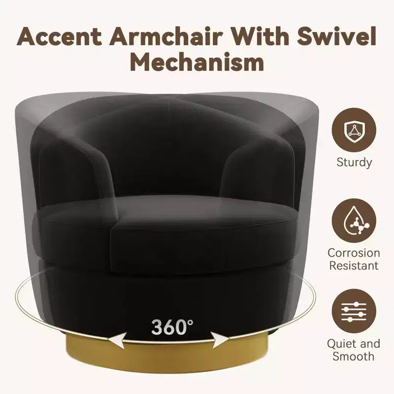 Sillón Acentual Giratorio de Terciopelo 360° – Taburete para Tocador, Salón y Dormitorio