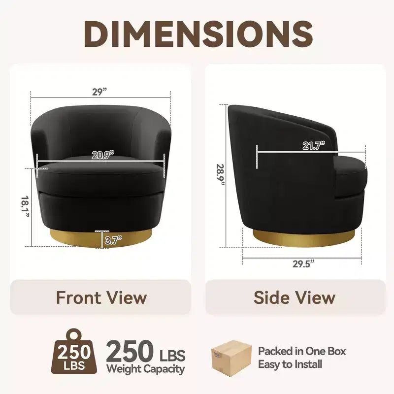 Sillón Acentual Giratorio de Terciopelo 360° – Taburete para Tocador, Salón y Dormitorio