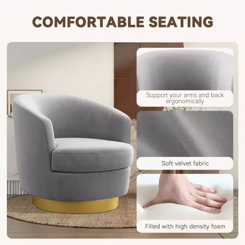 Sillón Acentual Giratorio de Terciopelo 360° – Taburete para Tocador, Salón y Dormitorio