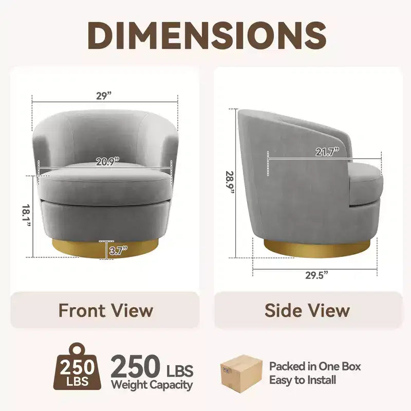Sillón Acentual Giratorio de Terciopelo 360° – Taburete para Tocador, Salón y Dormitorio