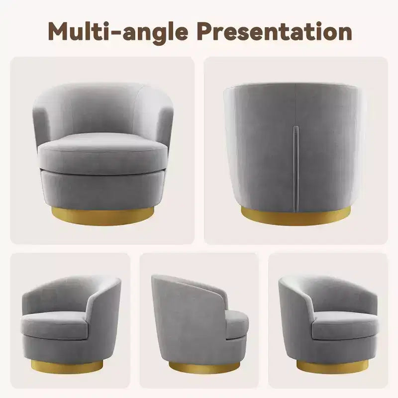 Sillón Acentual Giratorio de Terciopelo 360° – Taburete para Tocador, Salón y Dormitorio