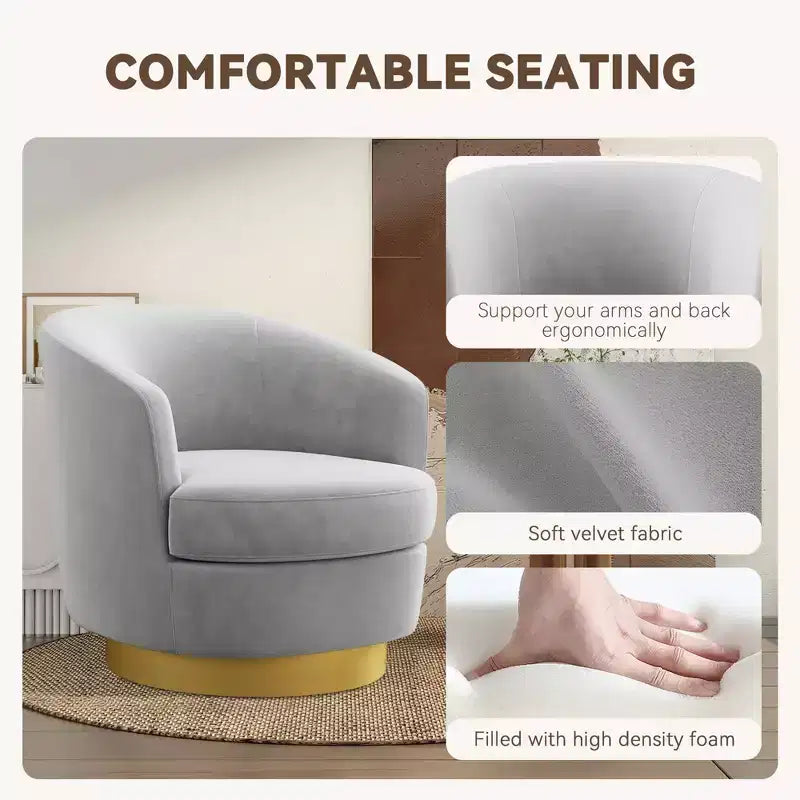 Sillón Acentual Giratorio de Terciopelo 360° – Taburete para Tocador, Salón y Dormitorio