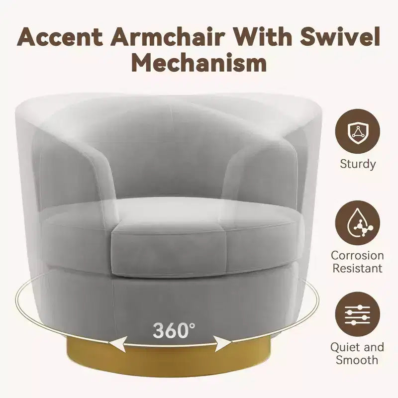 Sillón Acentual Giratorio de Terciopelo 360° – Taburete para Tocador, Salón y Dormitorio