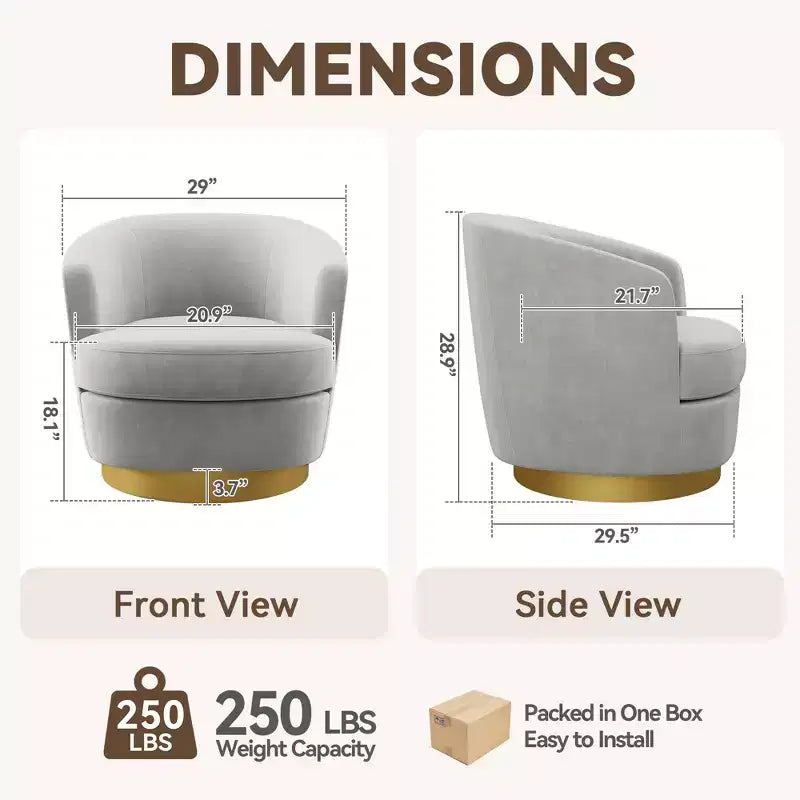Sillón Acentual Giratorio de Terciopelo 360° – Taburete para Tocador, Salón y Dormitorio
