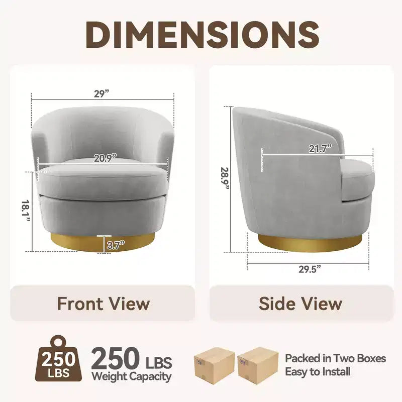 Sillón Acentual Giratorio de Terciopelo 360° – Taburete para Tocador, Salón y Dormitorio