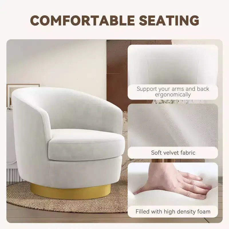 Sillón Acentual Giratorio de Terciopelo 360° – Taburete para Tocador, Salón y Dormitorio