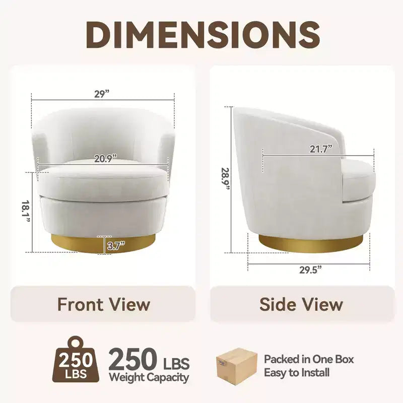 Sillón Acentual Giratorio de Terciopelo 360° – Taburete para Tocador, Salón y Dormitorio