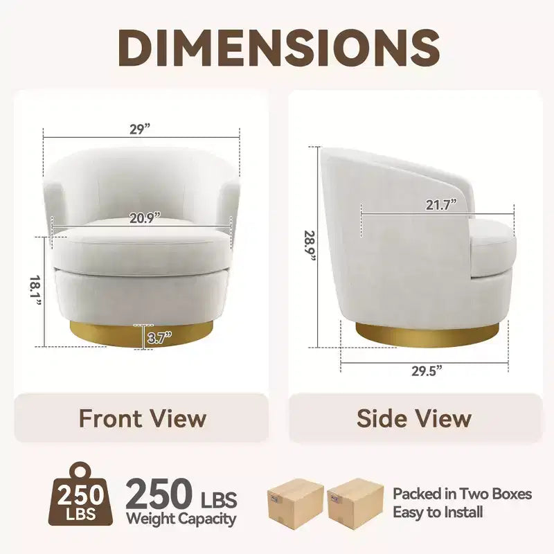 Sillón Acentual Giratorio de Terciopelo 360° – Taburete para Tocador, Salón y Dormitorio