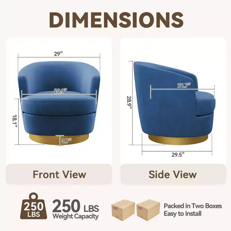 Sillón Acentual Giratorio de Terciopelo 360° – Taburete para Tocador, Salón y Dormitorio