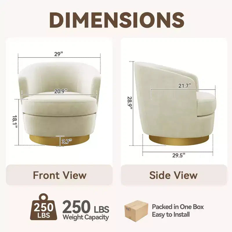 Sillón Acentual Giratorio de Terciopelo 360° – Taburete para Tocador, Salón y Dormitorio