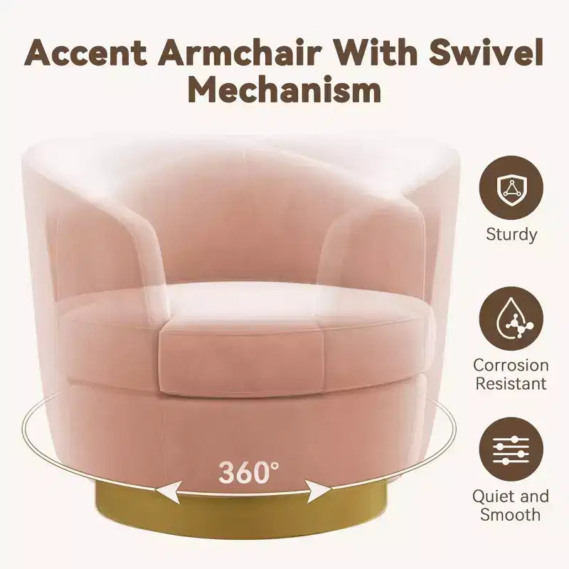 Sillón Acentual Giratorio de Terciopelo 360° – Taburete para Tocador, Salón y Dormitorio