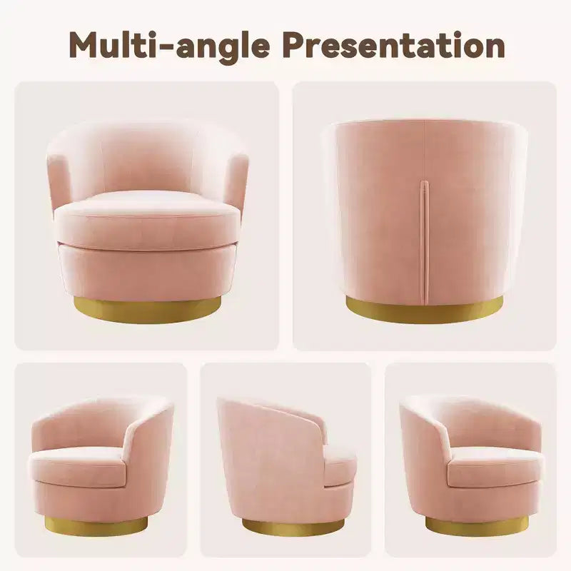 Sillón Acentual Giratorio de Terciopelo 360° – Taburete para Tocador, Salón y Dormitorio