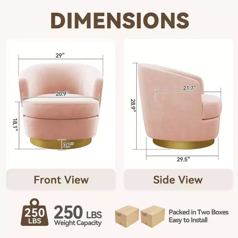 Sillón Acentual Giratorio de Terciopelo 360° – Taburete para Tocador, Salón y Dormitorio