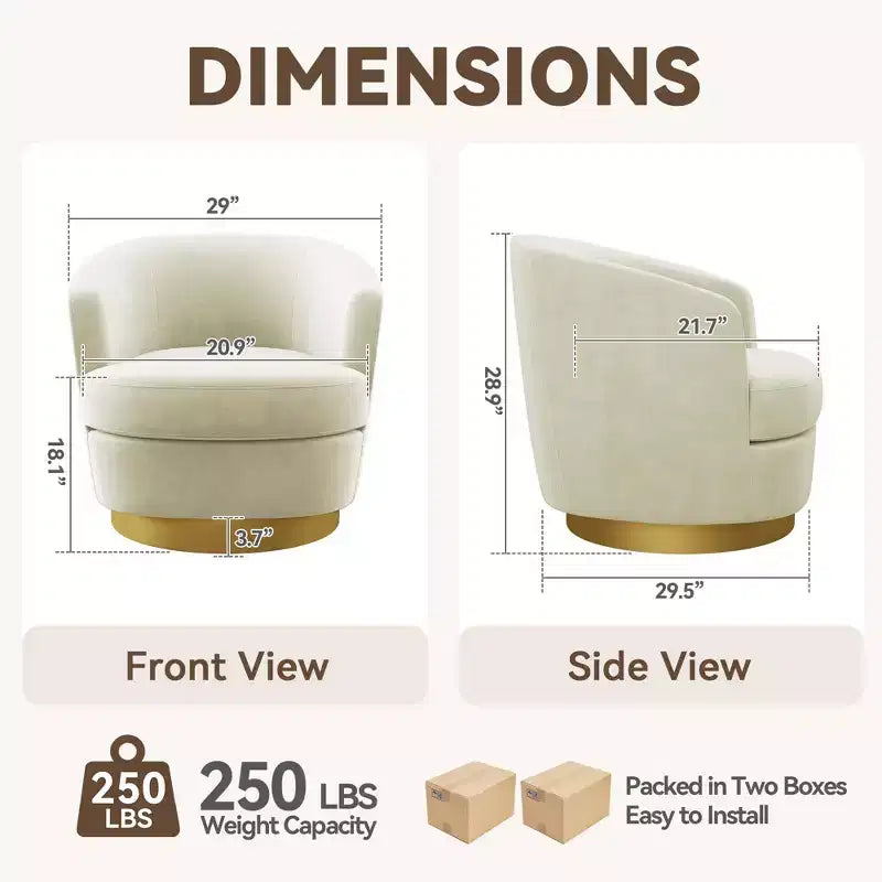 Sillón Acentual Giratorio de Terciopelo 360° – Taburete para Tocador, Salón y Dormitorio