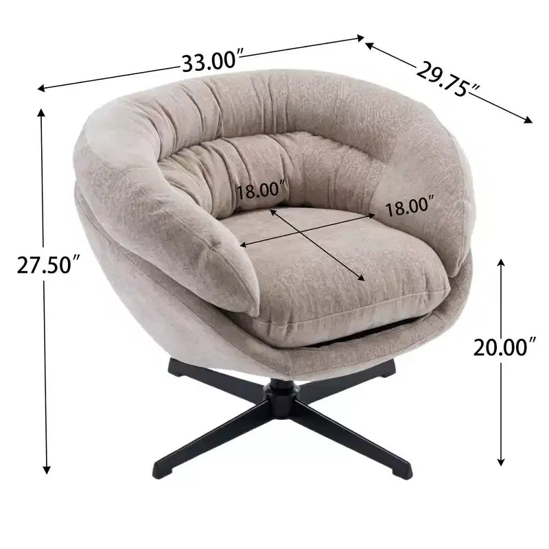 Sillón Giratorio Moderno de Chenilla – Cojín Extraíble, Rotación de 360°, Ergonómico
