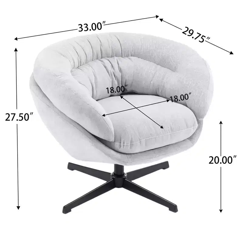 Sillón Giratorio Moderno de Chenilla – Cojín Extraíble, Rotación de 360°, Ergonómico