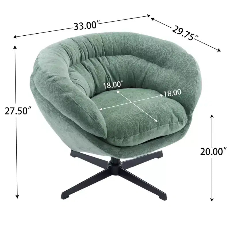 Sillón Giratorio Moderno de Chenilla – Cojín Extraíble, Rotación de 360°, Ergonómico