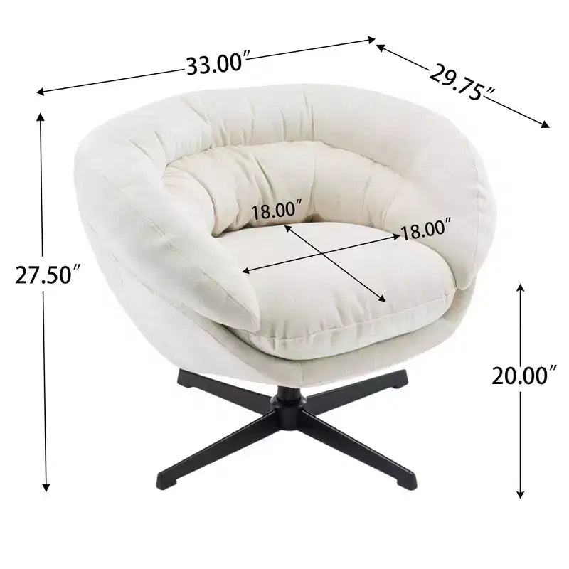 Sillón Giratorio Moderno de Chenilla – Cojín Extraíble, Rotación de 360°, Ergonómico