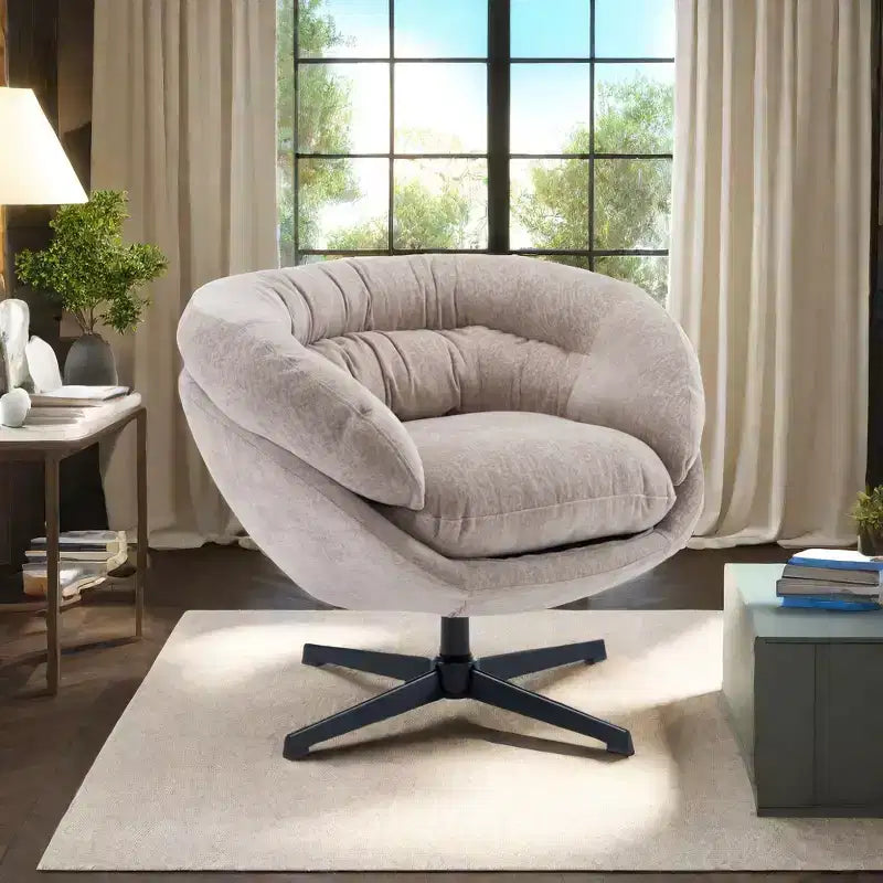 Sillón Giratorio Moderno de Chenilla – Cojín Extraíble, Rotación de 360°, Ergonómico