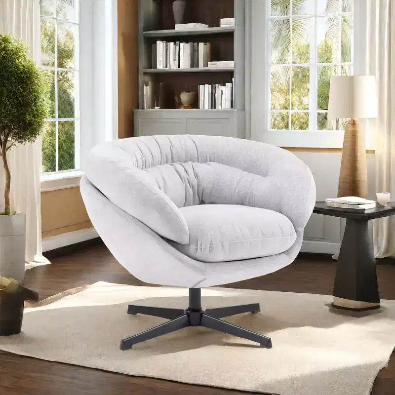 Sillón Giratorio Moderno de Chenilla – Cojín Extraíble, Rotación de 360°, Ergonómico