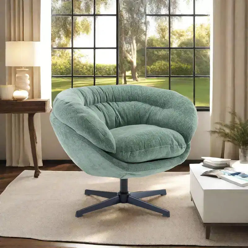 Sillón Giratorio Moderno de Chenilla – Cojín Extraíble, Rotación de 360°, Ergonómico