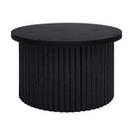 Juego de 2 mesas de centro redondas anidadas – Natural/Negro, MDF, Patas con Vetas de Madera