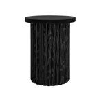 Juego de 2 mesas de centro redondas anidadas – Natural/Negro, MDF, Patas con Vetas de Madera