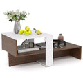 Costway 2-Tier Geometric Coffee Table Center Table with Storage Shelves Home Modern