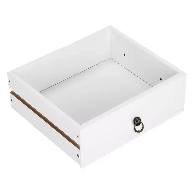 Mesita de noche blanca de MDF con 1 cajón – Estilo tradicional, estante abierto, patas rectas, 45,72 cm de ancho