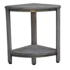 HomeRoots 17 Gray Teak Corner Shower Bench With Shelf