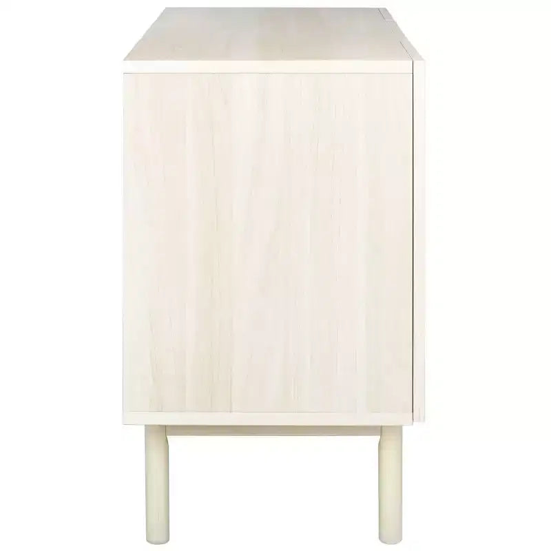 Aparador y mueble de TV de 2 puertas y 3 cajones – Nogal, malla dorada, apto para televisores de hasta 60"