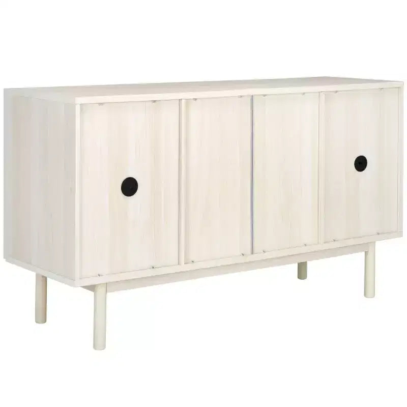 Aparador y mueble de TV de 2 puertas y 3 cajones – Nogal, malla dorada, apto para televisores de hasta 60"