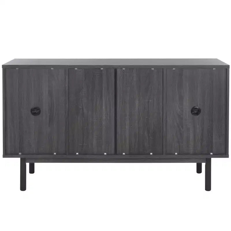 Aparador y mueble de TV de 2 puertas y 3 cajones – Nogal, malla dorada, apto para televisores de hasta 60"
