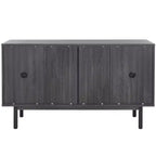 Aparador y mueble de TV de 2 puertas y 3 cajones – Nogal, malla dorada, apto para televisores de hasta 60"