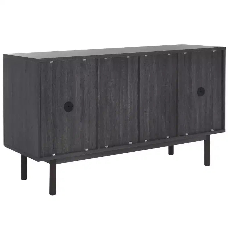 Aparador y mueble de TV de 2 puertas y 3 cajones – Nogal, malla dorada, apto para televisores de hasta 60"
