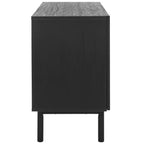 Aparador y mueble de TV de 2 puertas y 3 cajones – Nogal, malla dorada, apto para televisores de hasta 60"