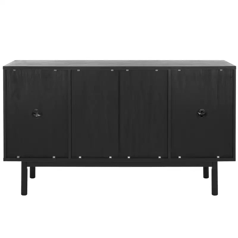 Aparador y mueble de TV de 2 puertas y 3 cajones – Nogal, malla dorada, apto para televisores de hasta 60"