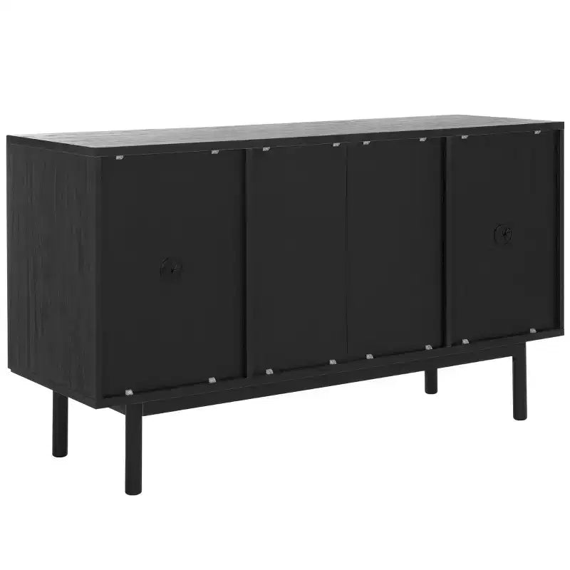 Aparador y mueble de TV de 2 puertas y 3 cajones – Nogal, malla dorada, apto para televisores de hasta 60"