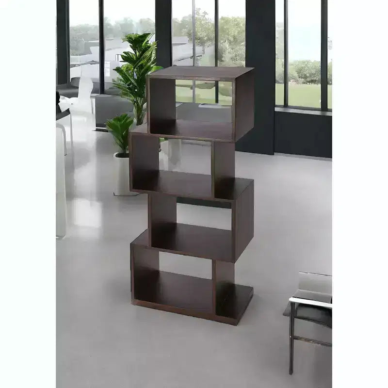 Estantería de madera marrón oscuro de 48" y 3 niveles – Parte trasera abierta, no requiere montaje, madera manufacturada duradera