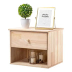 VINGLI Unfinished Natural Solid Wood Floating Nightstand,Farmhouse Night Stand Wall-Mounted Nightstand Table for Small Space Color DIY