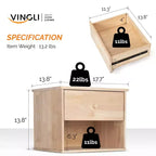 Mesa de noche flotante de pared de madera de caucho natural con cajón, para pintar, 1 persona